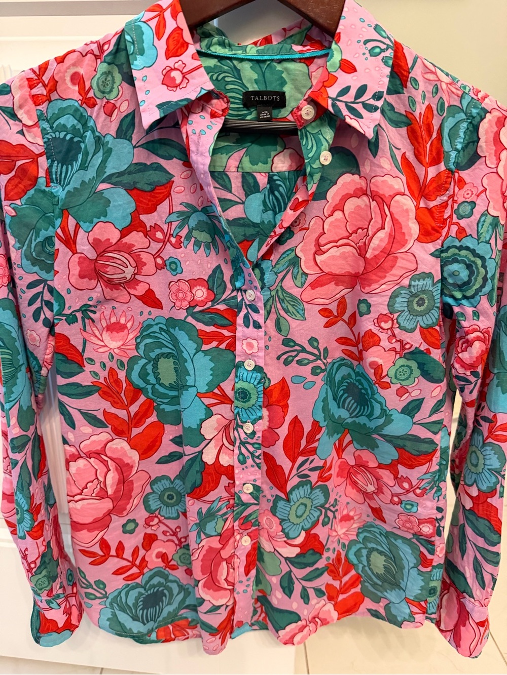 Talbots Pink Floral Button-Up Shirt